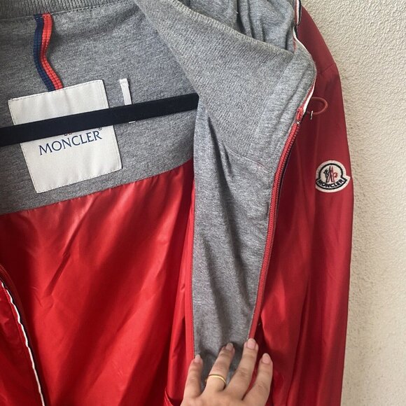 MONCLER Men’s Jacket Red Urville Giubutto Nylon Windbreaker Casual Zip Up Size 3 - Picture 12 of 16